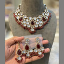 Hira Collections Grand Crystal Pearl And Austrian Stone Choker Necklace Set