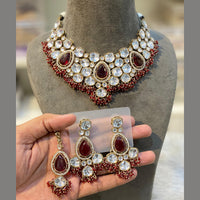 Hira Collections Grand Crystal Pearl And Austrian Stone Choker Necklace Set