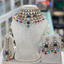 Hira Collections Glamorous Kundan And Pota Stone Pearl Choker Necklace Set