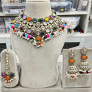 Hira Collections Glamorous Kundan And Pota Stone Pearl Choker Necklace Set