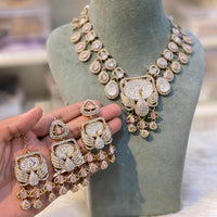 Hira Collections Glamorous Pota And Austrian Stone Necklace Set