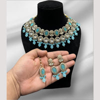 Hira Collections Glamorous Kundan And Pota Stone Pearl Choker Necklace Set
