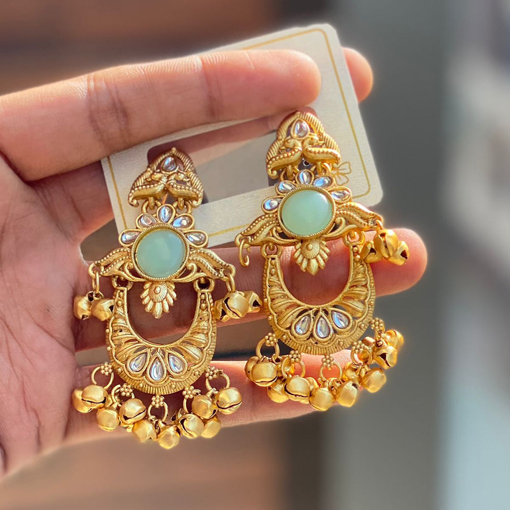 Hira Collections Luxury Kundan Stone And Ghungroo Dangler Earrings