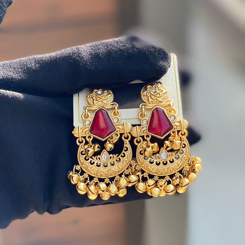 Hira Collections Luxury Kundan Stone And Ghungroo Dangler Earrings