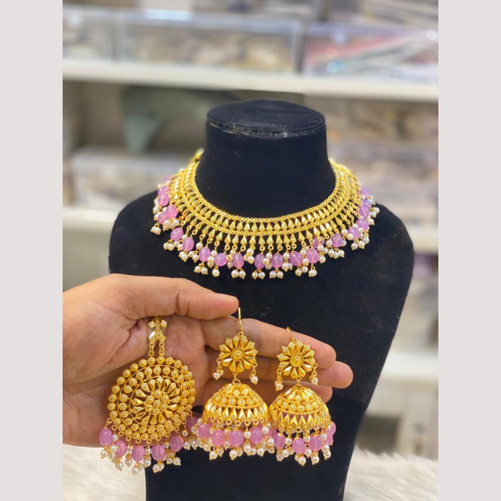 Hira Collections Glamorous Pearl And Beads Choker Necklace Set