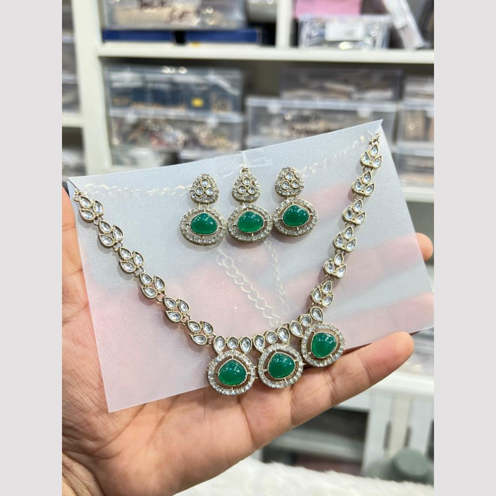 Hira Collections Kundan Stone And Austrian Stone Necklace Set