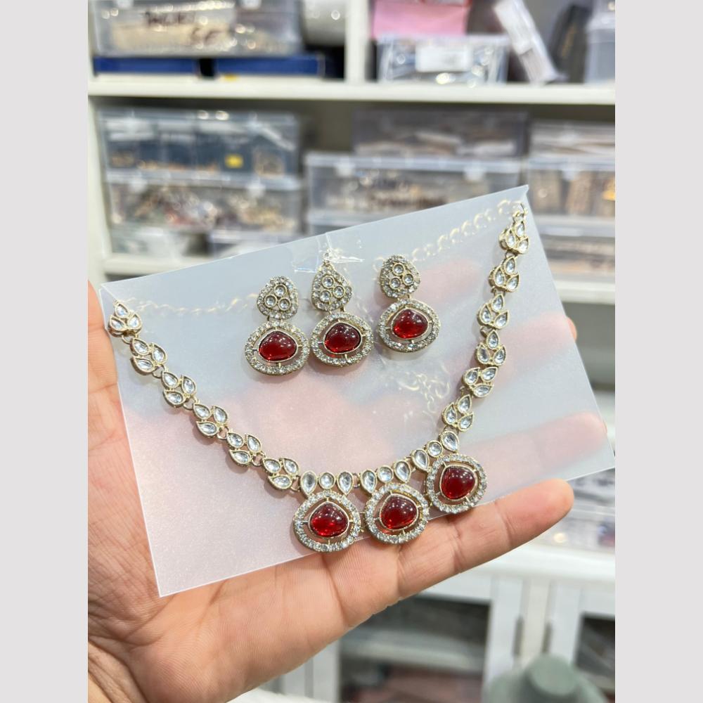 Hira Collections Kundan Stone And Austrian Stone Necklace Set