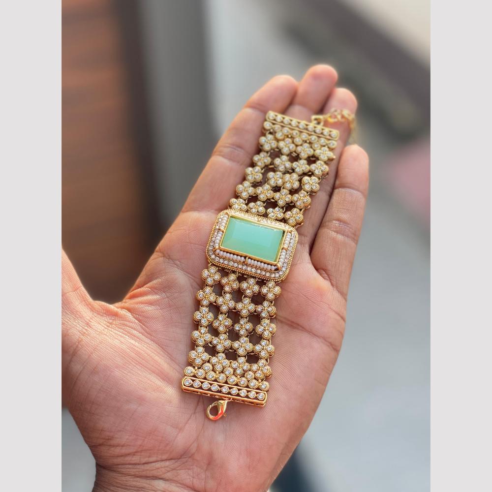 Hira Collections Graceful Pota Stone And Pearl Adjustable Bracelet