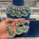Hira Collections Kundan Stone Glamorous Pearl And Beads Choker Necklace Set