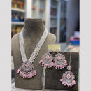 Hira Collections Elegant Crystal Stone Beads And Pearl Long Necklace Set