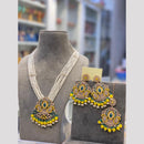 Hira Collections Elegant Crystal Stone Beads And Pearl Long Necklace Set