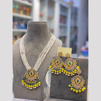 Hira Collections Elegant Crystal Stone Beads And Pearl Long Necklace Set