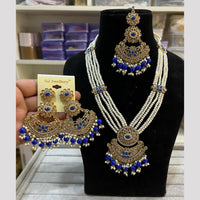 Hira Collections Elegant Crystal Stone Beads And Pearl Long Necklace Set