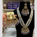 Hira Collections Elegant Crystal Stone Beads And Pearl Long Necklace Set