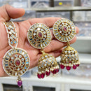 Hira Collections Designer Mirror And Beads Jhumki Earrings With Maangtikka