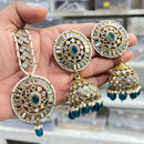 Hira Collections Designer Mirror And Beads Jhumki Earrings With Maangtikka