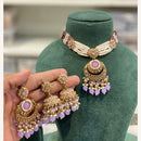 Hira Collections Exclusive Pota Stone Pearl And Beads Choker Necklace Set