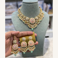 Hira Collections Exclusive Kundan Stone Pearl And Beads Choker Necklace Set