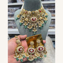 Hira Collections Exclusive Kundan Stone Pearl And Beads Choker Necklace Set
