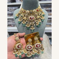 Hira Collections Exclusive Kundan Stone Pearl And Beads Choker Necklace Set
