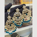 Hira Collections Royal Kundan Pearl And Beads Earrings With Elegant Maangtikka Set