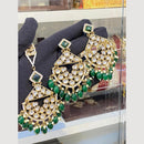 Hira Collections Royal Kundan Pearl And Beads Earrings With Elegant Maangtikka Set