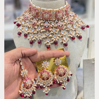 Hira Collections Traditional Kundan And Beads Meenakari Designer Choker Necklace Set