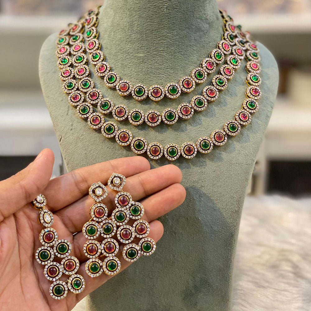 Hira Collections Classic Pota Stone Necklace Set