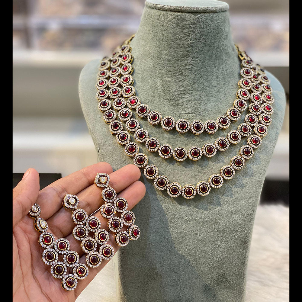 Hira Collections Classic Pota Stone Necklace Set