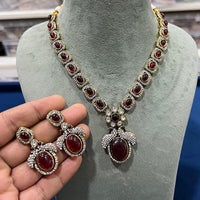 Hira Collections Classic Pota Stone Necklace Set