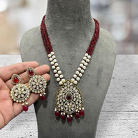 Hira Collections Classic Pota Stone And Beads Necklace Set