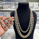 Hira Collections Ethnic Designer Pota Stone And Austrian Stone Long Necklace Set