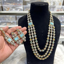 Hira Collections Ethnic Designer Pota Stone And Austrian Stone Long Necklace Set