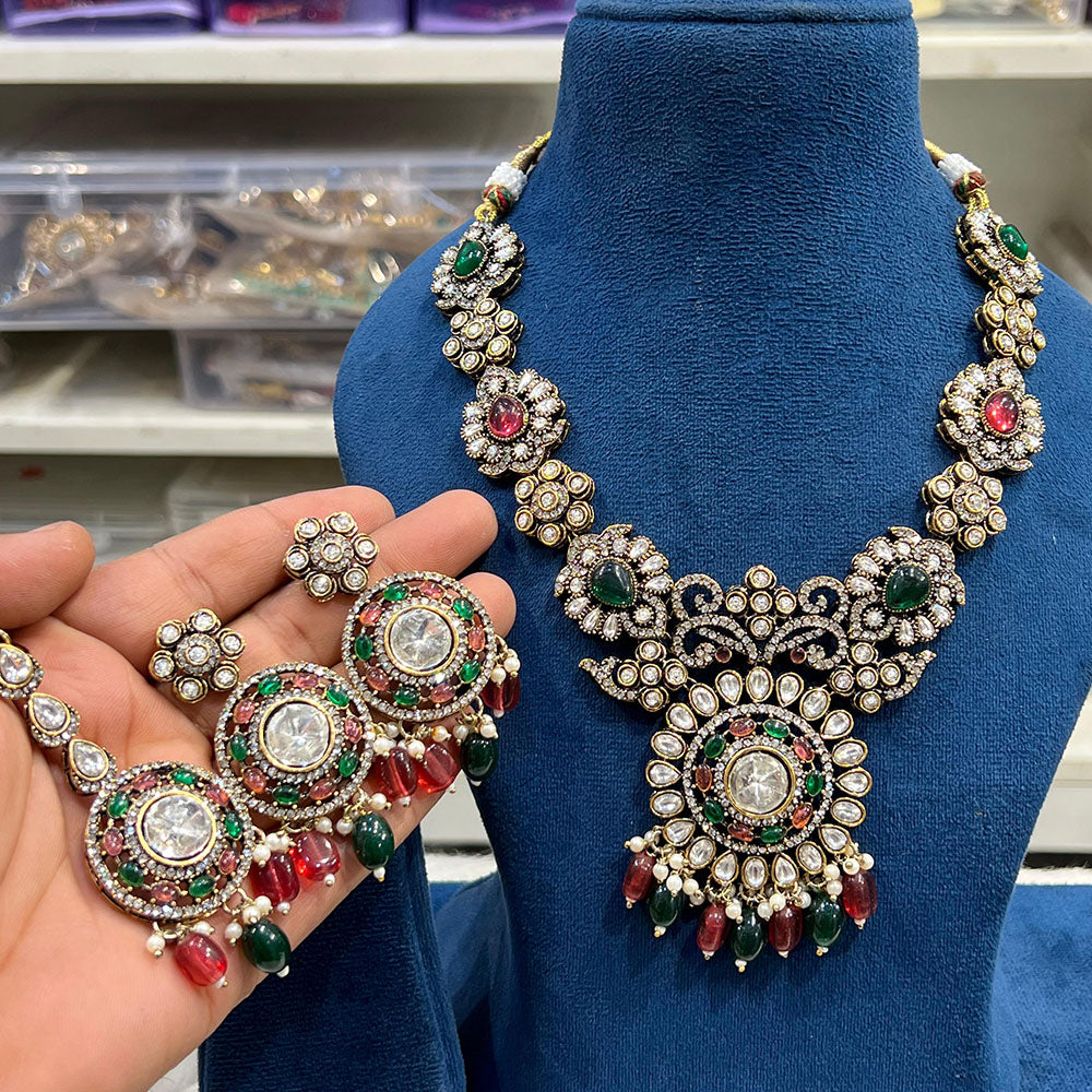 Hira Collections Classic Pota Stone And Beads Necklace Set