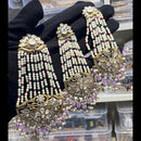 Hira Collections Royal Austrian Stone Pearl And Beads Earrings With Elegant Maangtikka Set