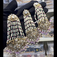 Hira Collections Royal Austrian Stone Pearl And Beads Earrings With Elegant Maangtikka Set