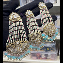 Hira Collections Royal Austrian Stone Pearl And Beads Earrings With Elegant Maangtikka Set