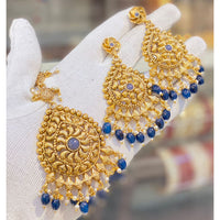 Hira Collections Royal Pota Stone And Beads Earrings With Elegant Maangtikka Set