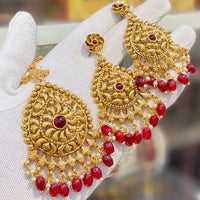 Hira Collections Royal Pota Stone And Beads Earrings With Elegant Maangtikka Set