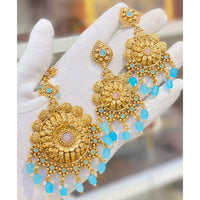 Hira Collections Royal Pota Stone And Beads Earrings With Elegant Maangtikka Set