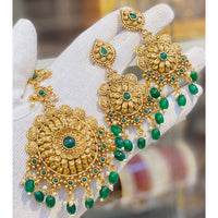Hira Collections Royal Pota Stone And Beads Earrings With Elegant Maangtikka Set