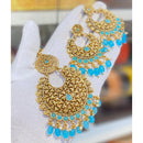 Hira Collections Royal Pota Stone And Beads Earrings With Elegant Maangtikka Set
