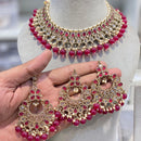 Hira Collections Crystal Stone And Beads Choker Necklace Set