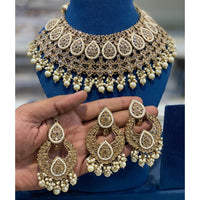 Hira Collections Crystal Stone And Beads Choker Necklace Set