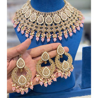 Hira Collections Crystal Stone And Beads Choker Necklace Set