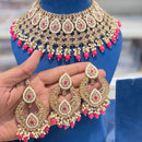 Hira Collections Crystal Stone And Beads Choker Necklace Set