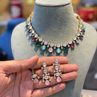 Hira Collections Crystal Stone Choker Necklace Set