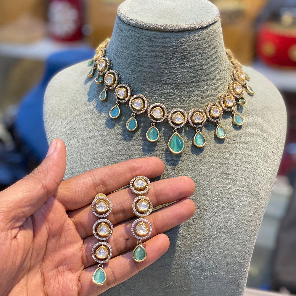 Hira Collections Crystal Stone Choker Necklace Set
