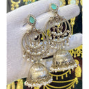 Hira Collections Fashionable Pota Stone And Pearl Jhumki Earrings