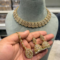 Hira Collections Traditional Crystal Stone And Pearl Necklace Set